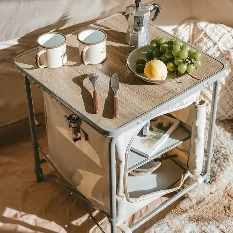 Стол раскладной с полками Naturehike CNH22JU031 бежевый (6975641888895)