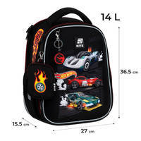 Школьный каркасный рюкзак Kite Education 555 Hot Wheels Черный 14л (HW25-555S)