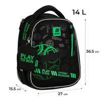 Школьный каркасный рюкзак Kite Education 555 Play&Win Черный 14л (K25-555S-2)
