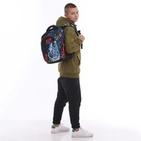 Школьный рюкзак для подростка Kite Education teens 8001M-1 Черный с принтом 20.5 л (K25-8001M-1)