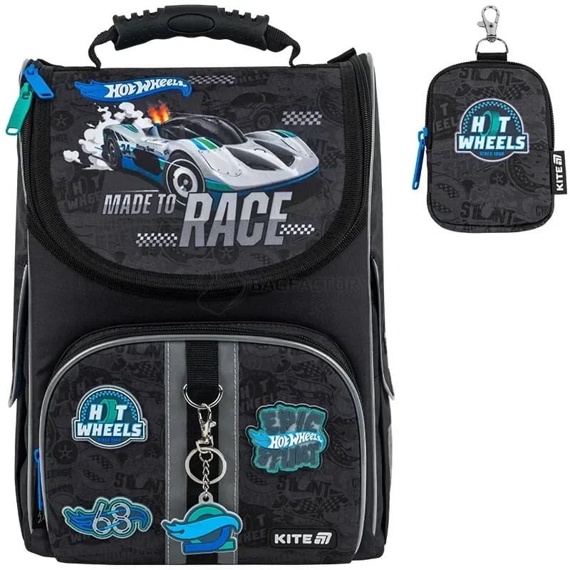 Школьный каркасный рюкзак Kite Education 501 Hot Wheels 11.5л Черный (HW25-501S)