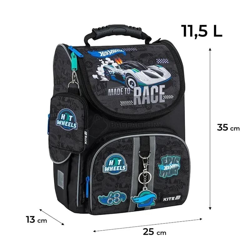 Школьный каркасный рюкзак Kite Education 501 Hot Wheels 11.5л Черный (HW25-501S)