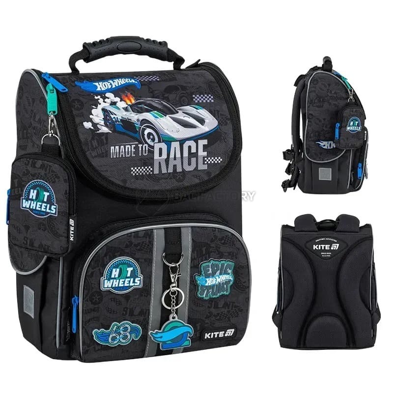 Школьный каркасный рюкзак Kite Education 501 Hot Wheels 11.5л Черный (HW25-501S)