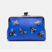 Женский кожаный кошелек с ретро-застежкой Yoshi Y1328 Bee Happy Blue (Y1328 BEES 37)