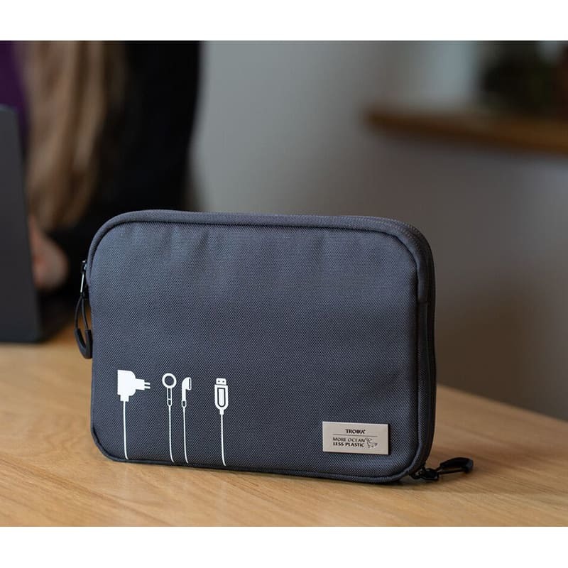 Органайзер для кабелей Troika Blue Cycle Tech Pouch 2 серый (BCO64/GY) 
